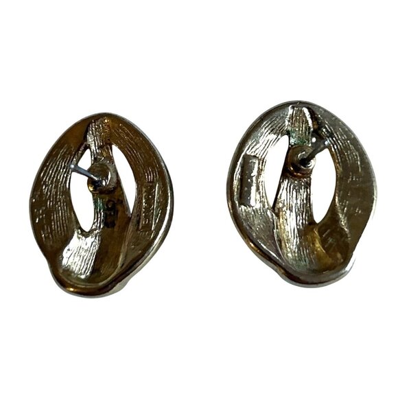 Monet Vintage Gold-Tone & Cream Enamel Earrings - Picture 2 of 6